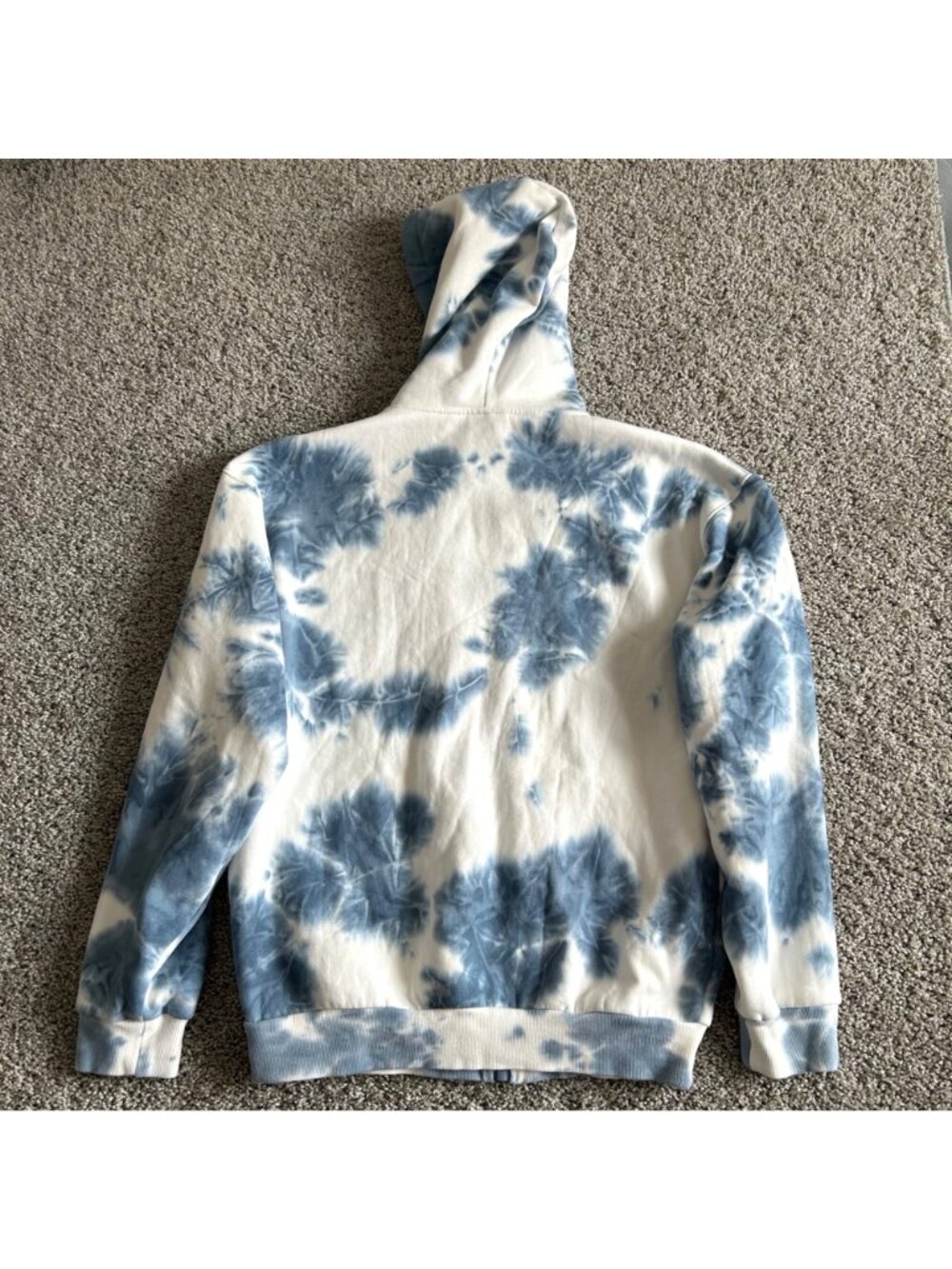 Comfrt Unisex Sz LTie-Dye Full-Zip Hoodie Blue & White Cotton Blend - Picture 3 of 11